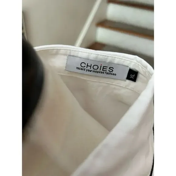 Embroidered Collar White Button Down Shirt (Cute cat) – Size XL - Picture 8 of 8